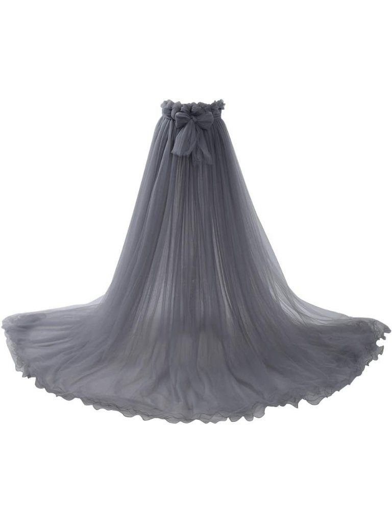 Women's Grey 5 Layers Tulle Tutu Long Train Cocktail Prom Mesh Maxi Dressgreat F